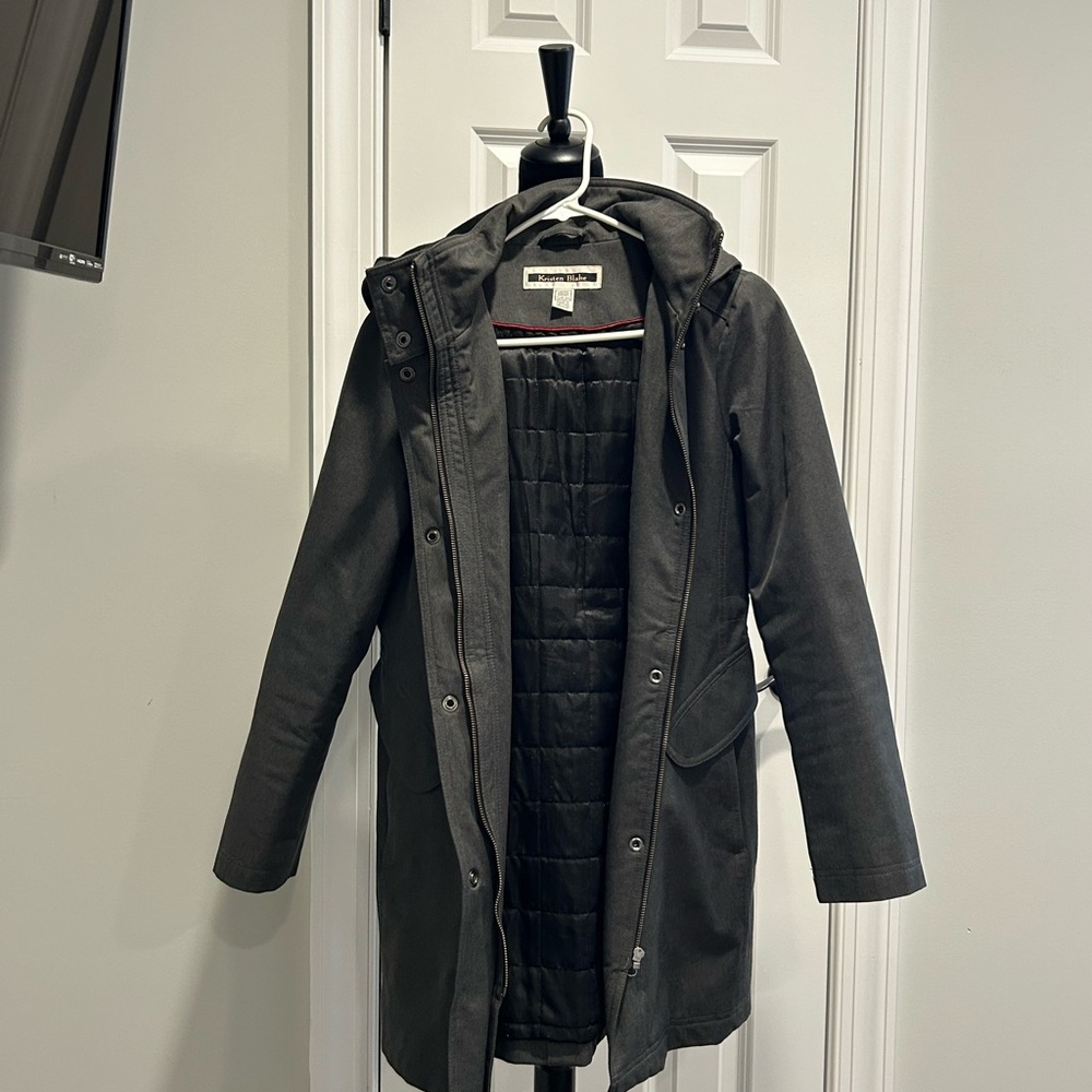 Kristen Blake Gray Bomber Jacket with Hood